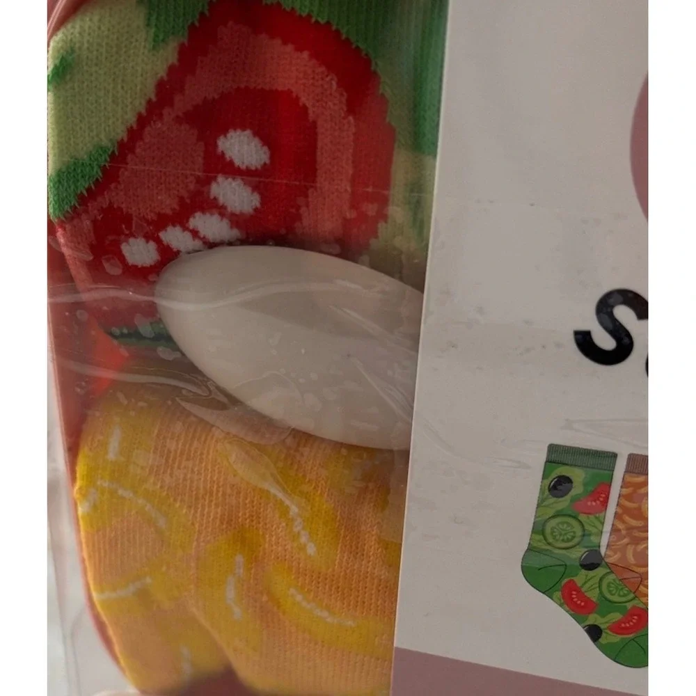 Lunch Socks 4 Pairs Crew Socks Set with Bento Box Utensils & Reusable Tote Bag